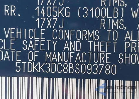 2011 Toyota Sienna Le V6 z USA, uszkodzony, nr VIN 5TDKK3DC8BS093780